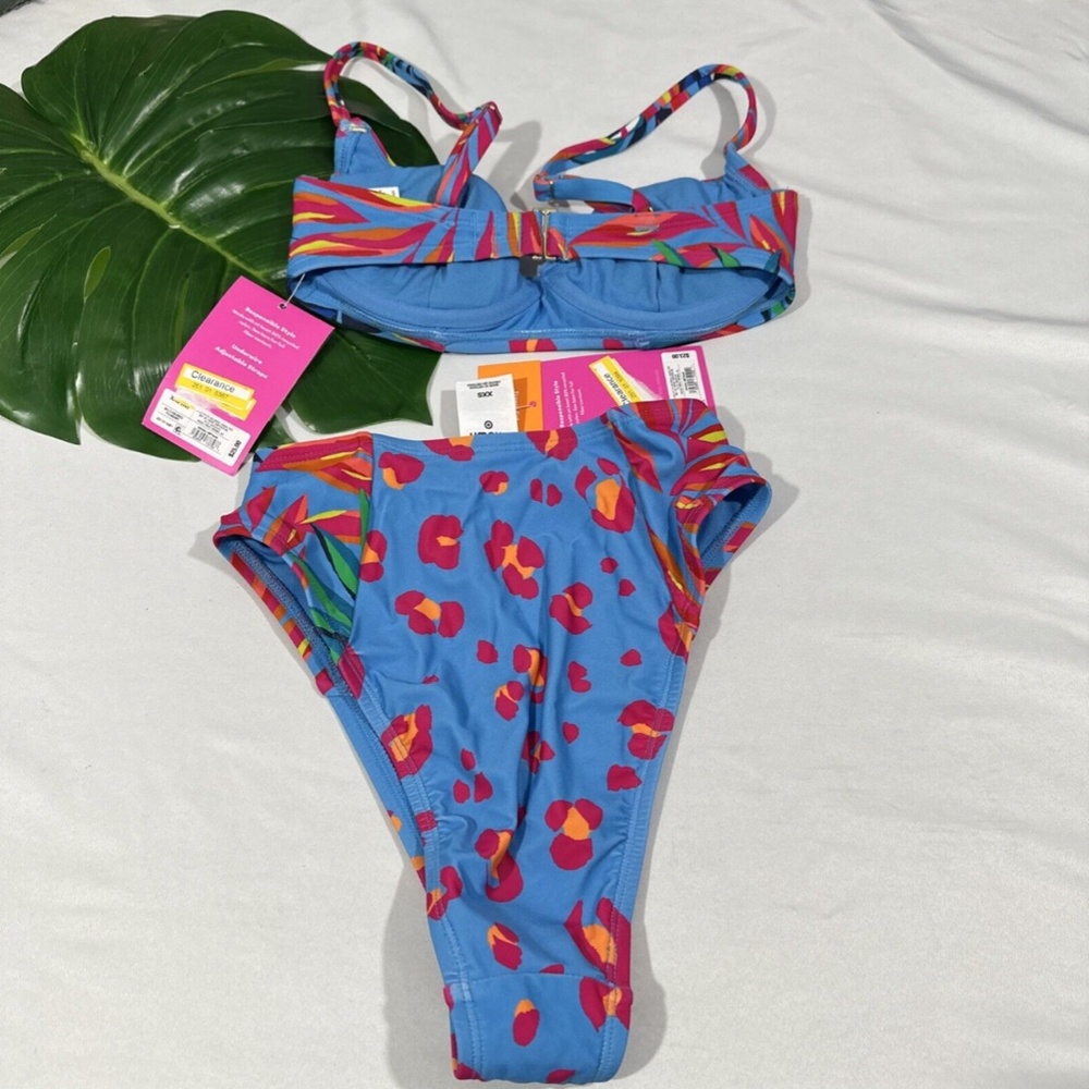 NWT  Tabitha Brown x‎ Target [ XXS ] Tropical/Leopard Bikini Top + Bottom #5413 - Picture 9 of 15
